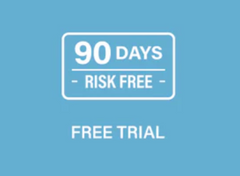 Icon of a 90-day risk-free trial offer with the text FREE TRIAL.