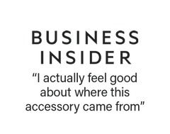 Business Insider article quote about feeling good about the origin of the accessory.