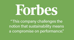 Forbes article quote about challenging the idea that sustainability compromises performance.