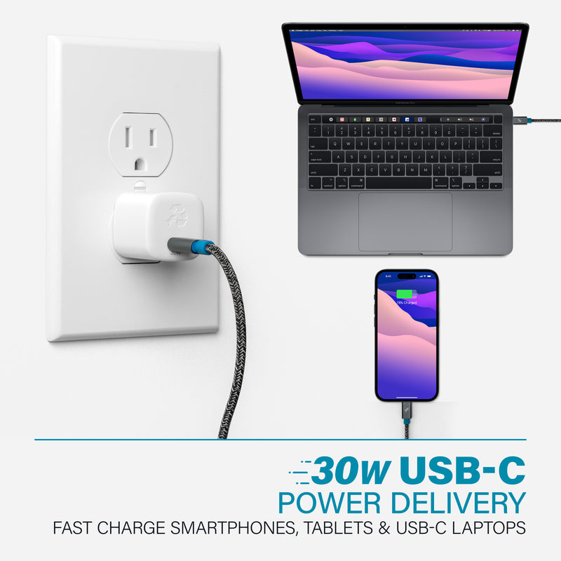 Wally SubNano 30W USB-C Wall Charger with GaN, PD, QC, & PPS