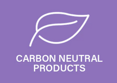 Icon of a leaf with the text CARBON NEUTRAL PRODUCTS.